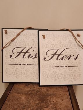 His & Hers Wall Plaques - White and Brown